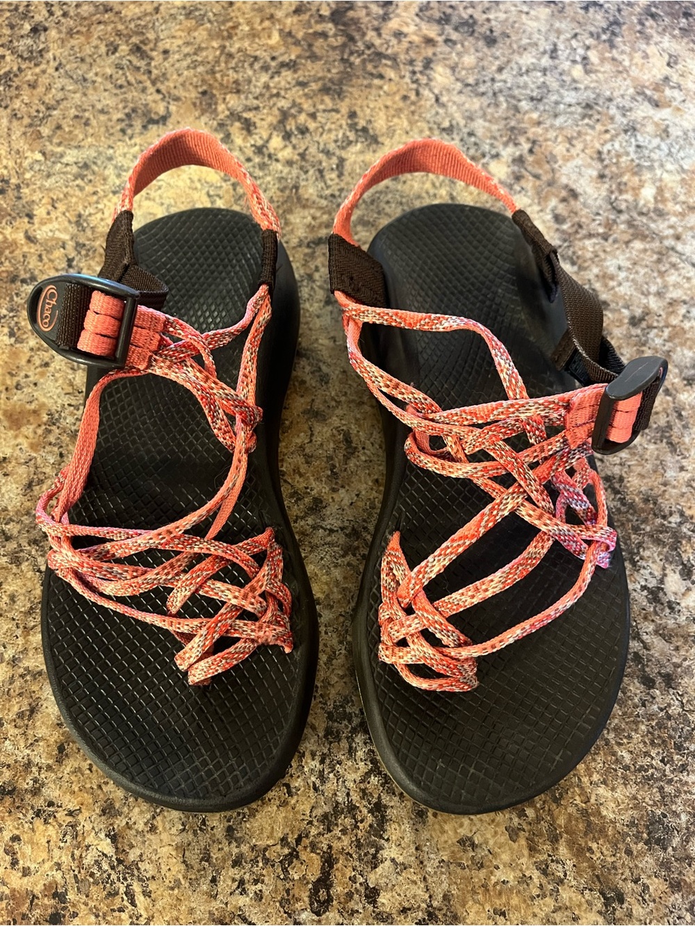 Chaco Women's Strappy Sport Sandal in Coral and Black